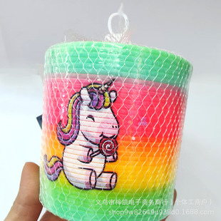 Educational Rainbow Circle Spring Coil Toy for Boys and Girls, Pony Cartoon Elastic Ring, Baby Learning Toy with Creative Play Methods