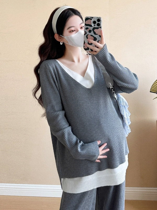 婧麒孕妇套装新款秋冬孕期随性慵懒假两件套孕妇装孕妈高级穿搭女|undefined