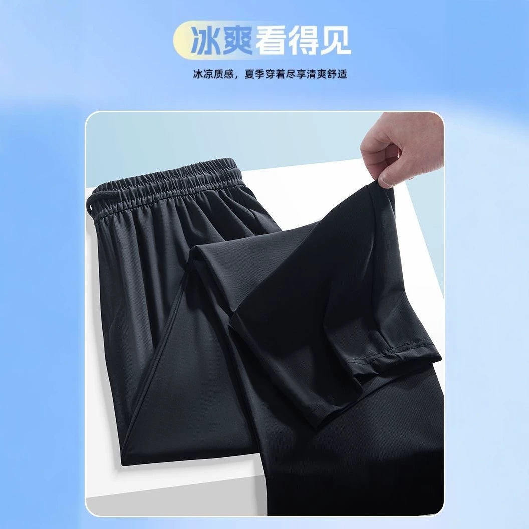 Pantalón Deportivo de Seda de Hielo para Hombre, Poliéster, Secado Rápido, para Deporte