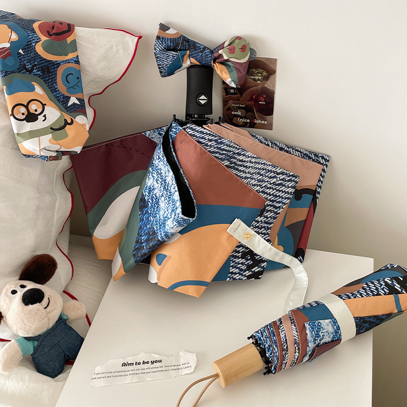 American Retro Women, Adecuado tanto para días soleados como lluviosos, Con diseño de perro de dibujos animados lindo de alta calidad, Plegable completamente automático, Sol_voghion.com