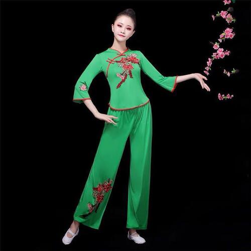 New square dance costumes for women, spring and summer new ethnic dance costumes, middle-aged and elderly yangko costumes, dance suits