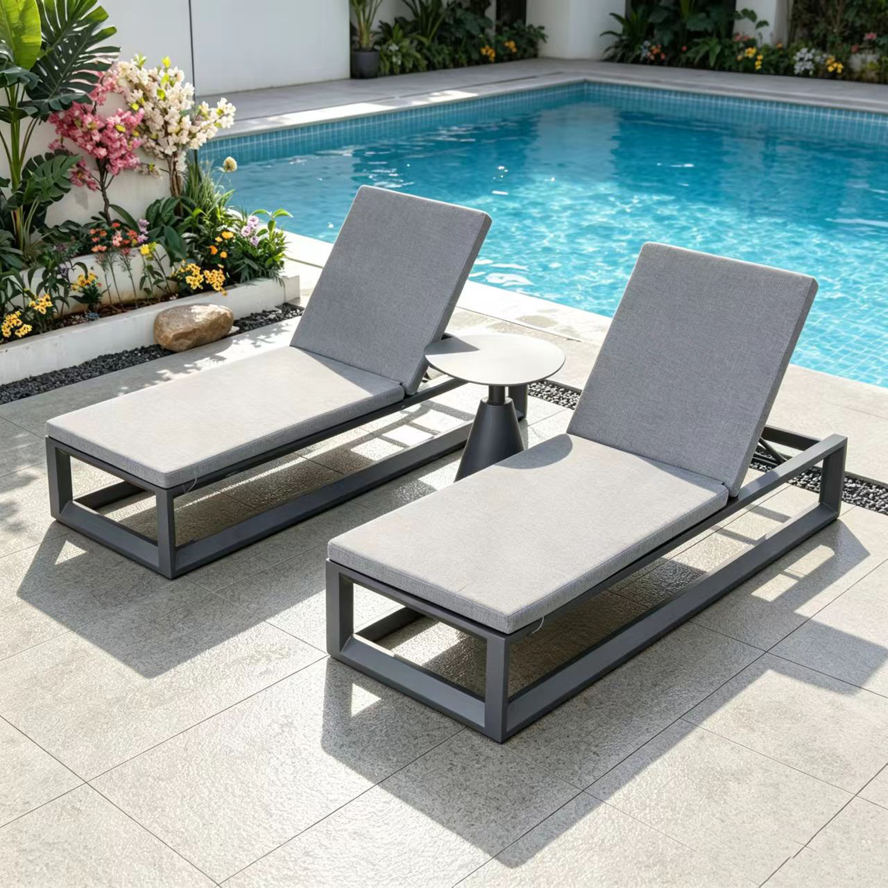 Camas de ocio, impermeabilización y protección solar jardín, tumbonas al lado de la piscina, patio al aire libre, alojamiento residencial, sillas de playa al aire libre, sombra image 8