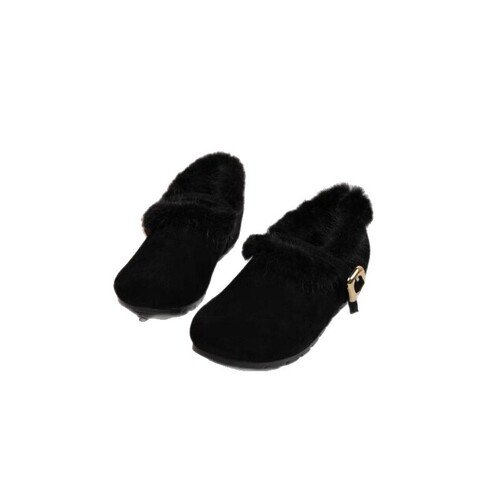French-style evening wind cotton shoes for women, winter new lined warm fluffy shoes, outerwear Mary Jane shoes