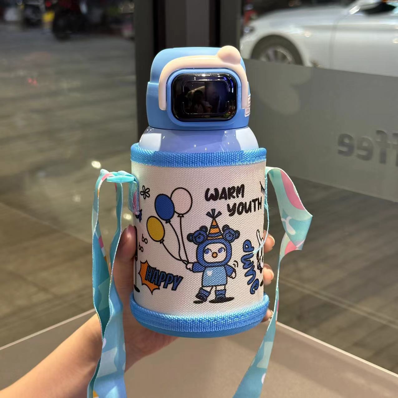 El nuevo termo de acero inoxidable 316 de gran capacidad de dibujos animados de doble bebida, los estudiantes van a la escuela linda taza portátil para el vientre grande