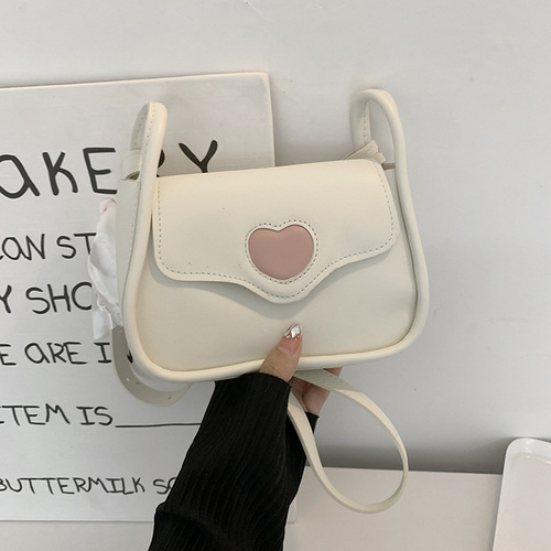 Love-style girly small bag  autumn new trendy simple crossbody bag fashionable texture single shoulder armpit bag