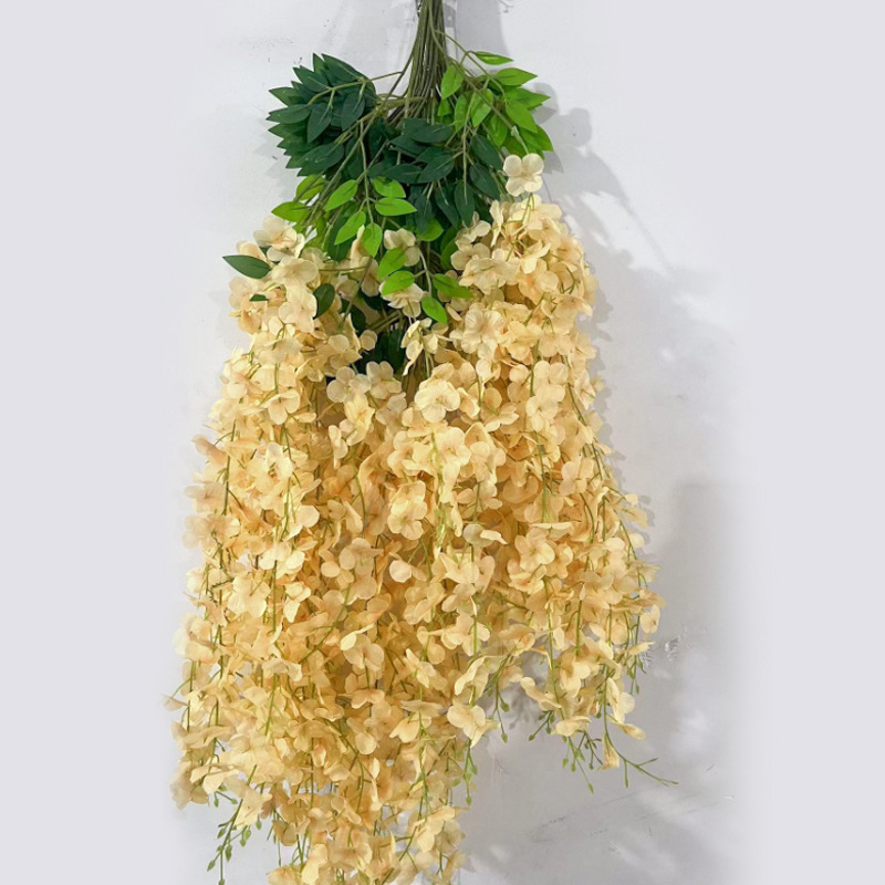 Explosiones transfronterizas simulación de flores de wisteria encriptada decoración de bodas colgantes flores de frijoles falsas flores de viña pasarela colgantes flores de wisteria