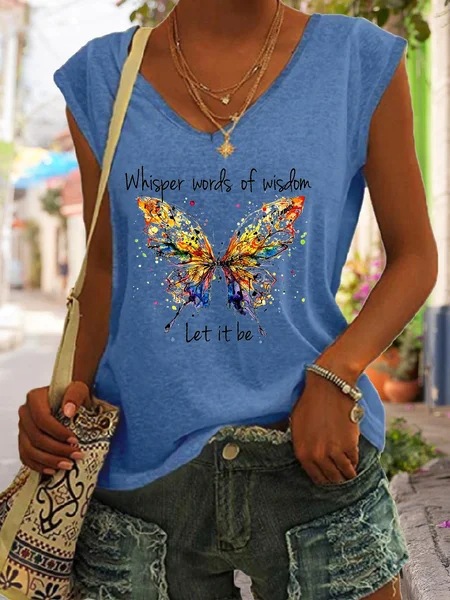 Femmes T-Shirt Manche Courte T-shirts Impression Style Simple Lettre Papillon display picture 4