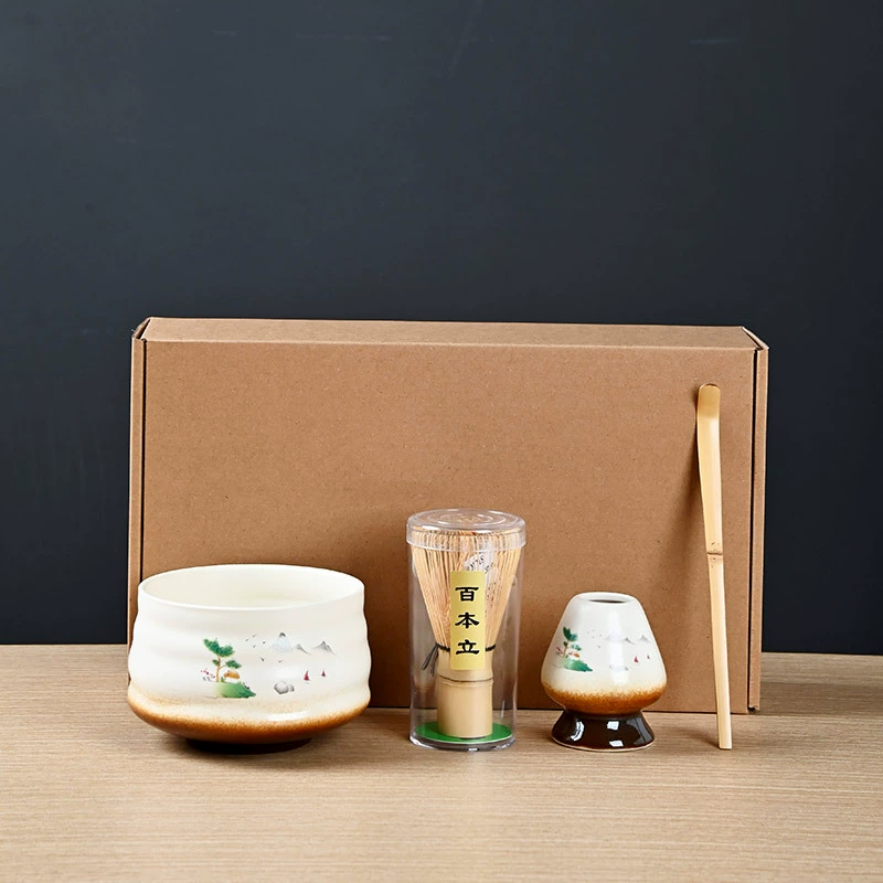 Sansui, sticker, matcha, tea cup, ceramic set, gradient