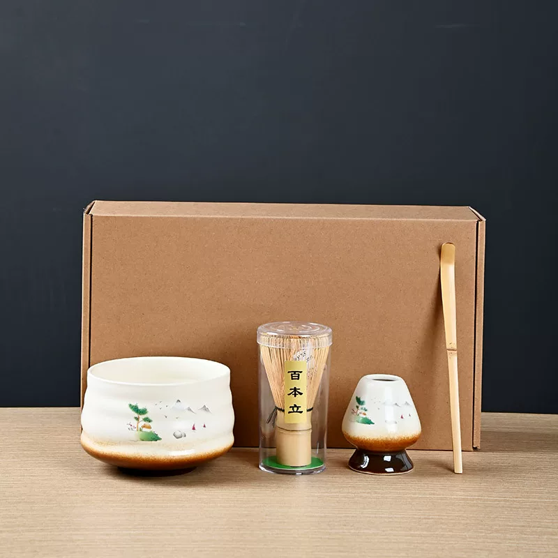 Sansui, sticker, matcha, tea cup, ceramic set, gradient