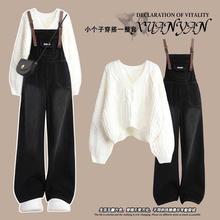 小个子显瘦时尚套装女入秋新款今年流行背带裤减龄卫衣两件套装潮