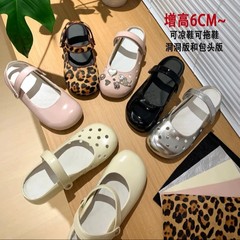 女性用インナー高め厚底メリージェーン下駄、フレンチツーウェア中空ワンストラップサンダル、夏用サンダル