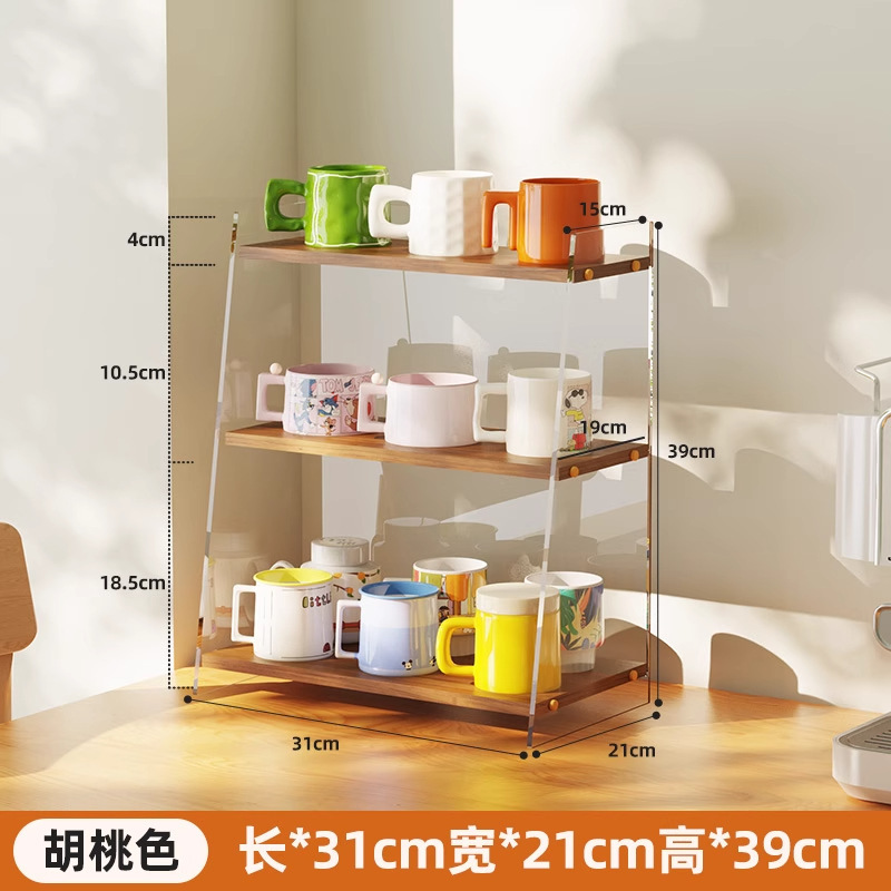 アクリル透明カップホルダーカップ収納ラックデスクトップガラスウォーターカップコーヒーティールームカウンタートップ整理ラック|undefined