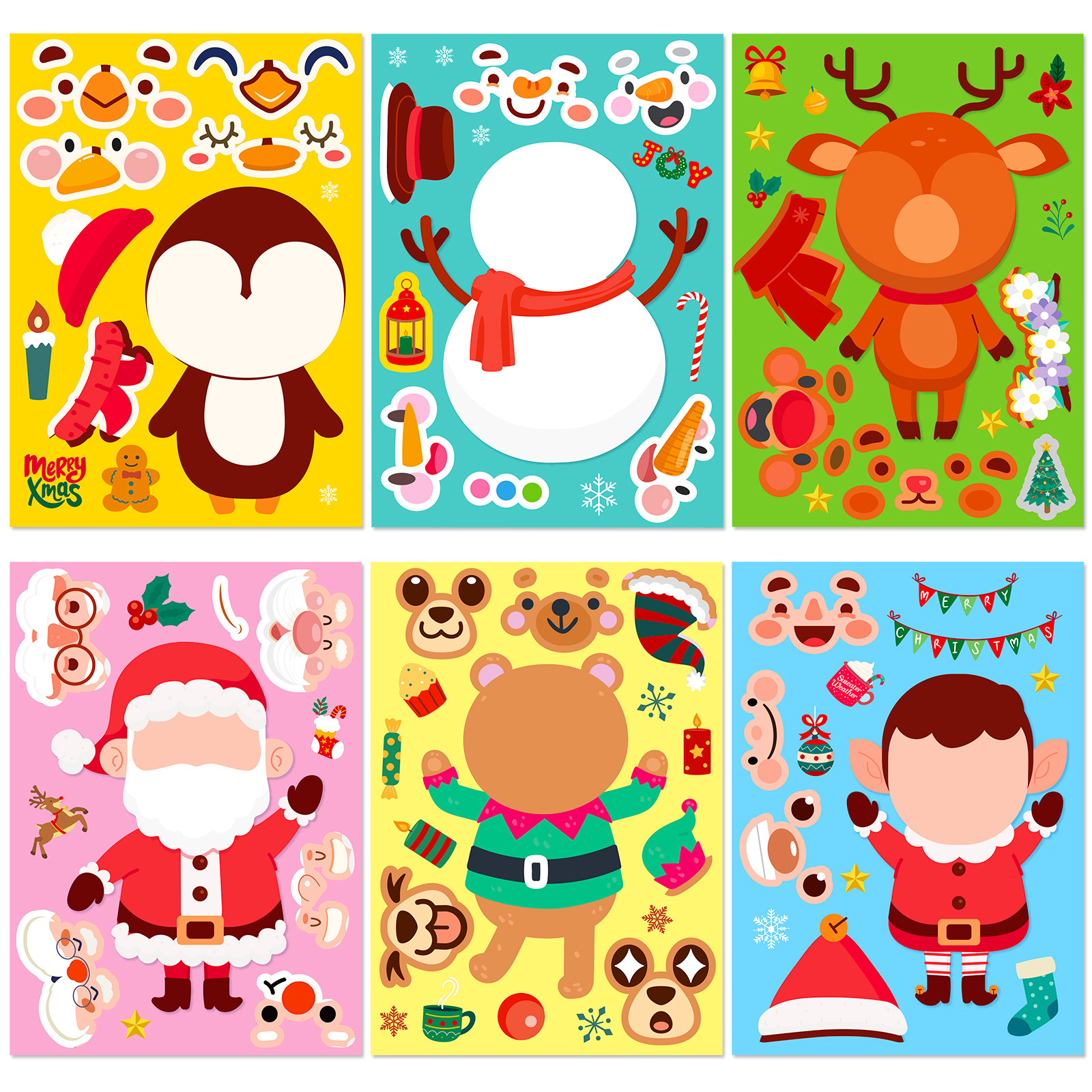 6 Pieces Quantity Learning, School Occasion 6 Pieces Santa Claus Learning School Christmas PVC Cute Stickers