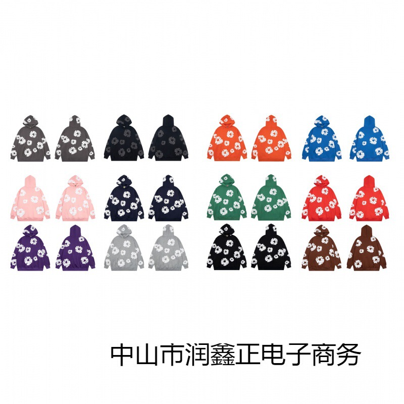 European and American Trendy Brand Denim Tears Casual Loose High Street Hip-Hop Foam Kapok Hoodie Suit Sweatshirt