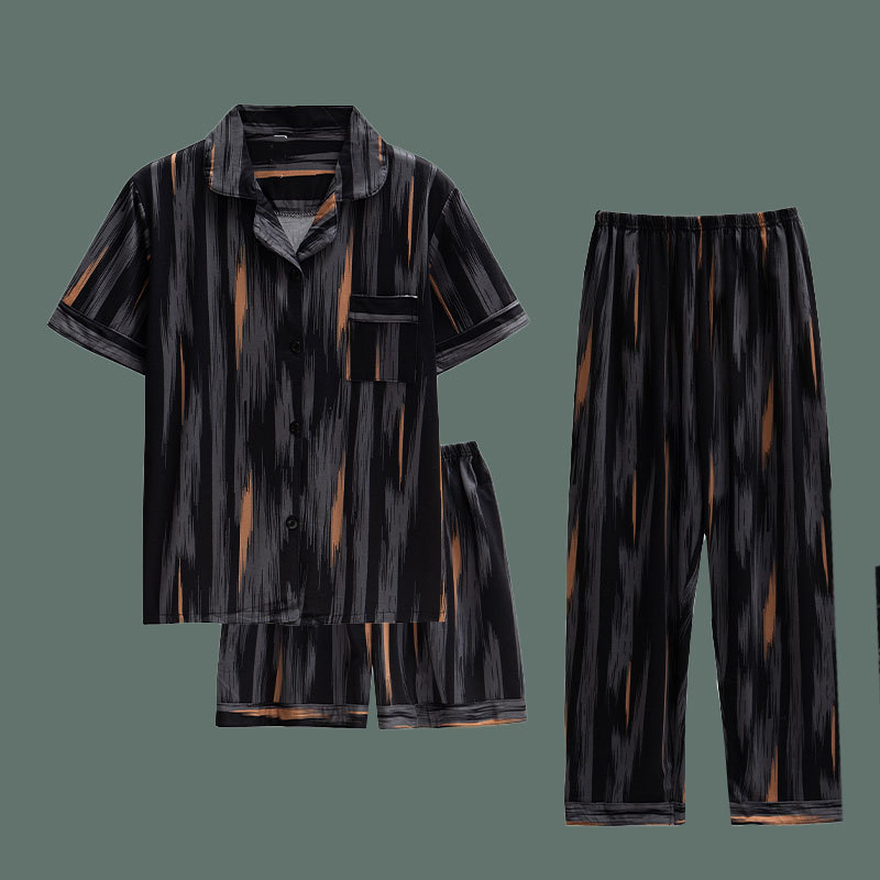 Crayón pequeño nuevo pijama de pareja verano 2024 nuevo algodón de manga corta lindo hombre y mujer verano tres piezas de ropa para el hogar