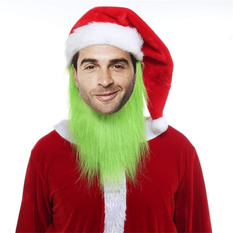 Halloween Cosplay Natale Carnevale Natale Grinch Mezza Maschera Grinch Barba Mostro Verde Maschera Guanti Fantasma_voghion.com