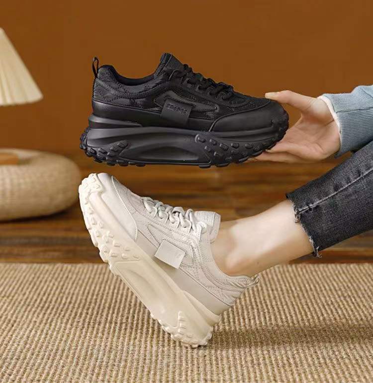 2023 Estate alta vita moda casual traspirante trendy taglio basso stringate torta papà scarpe da donna con suola spessa_voghion.com