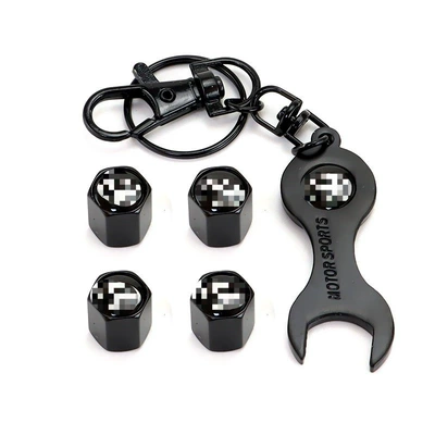 Cap Nut, valve - toyota-4-piece-black-set-wrench-keychain