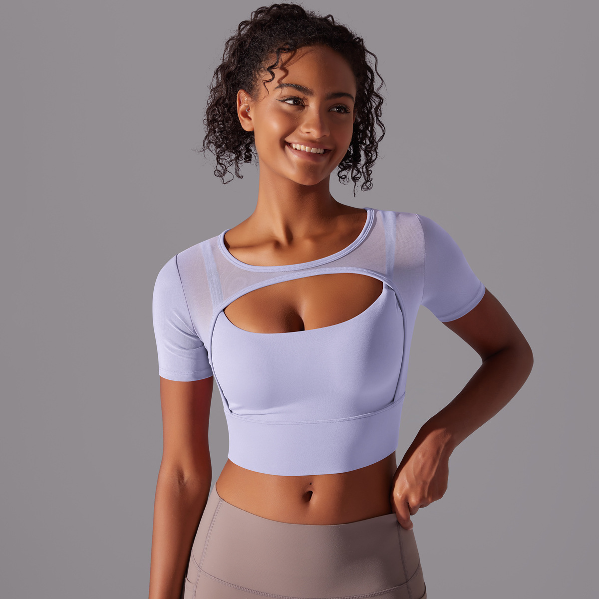 182g Weight Short Sleeve Sleeve Length Pullovers Placket Type Nylon, Spandex Fabric Type Short Top Length T-shirt Tops Type Yoga, Sports Occasion Round Neck Neckline Solid Color Pattern Women Gender Hollow Out Craft Fitness Sport Style Solid Color Nylon Spandex Round Neck Hollow Out Active Tops T-shirt 59
