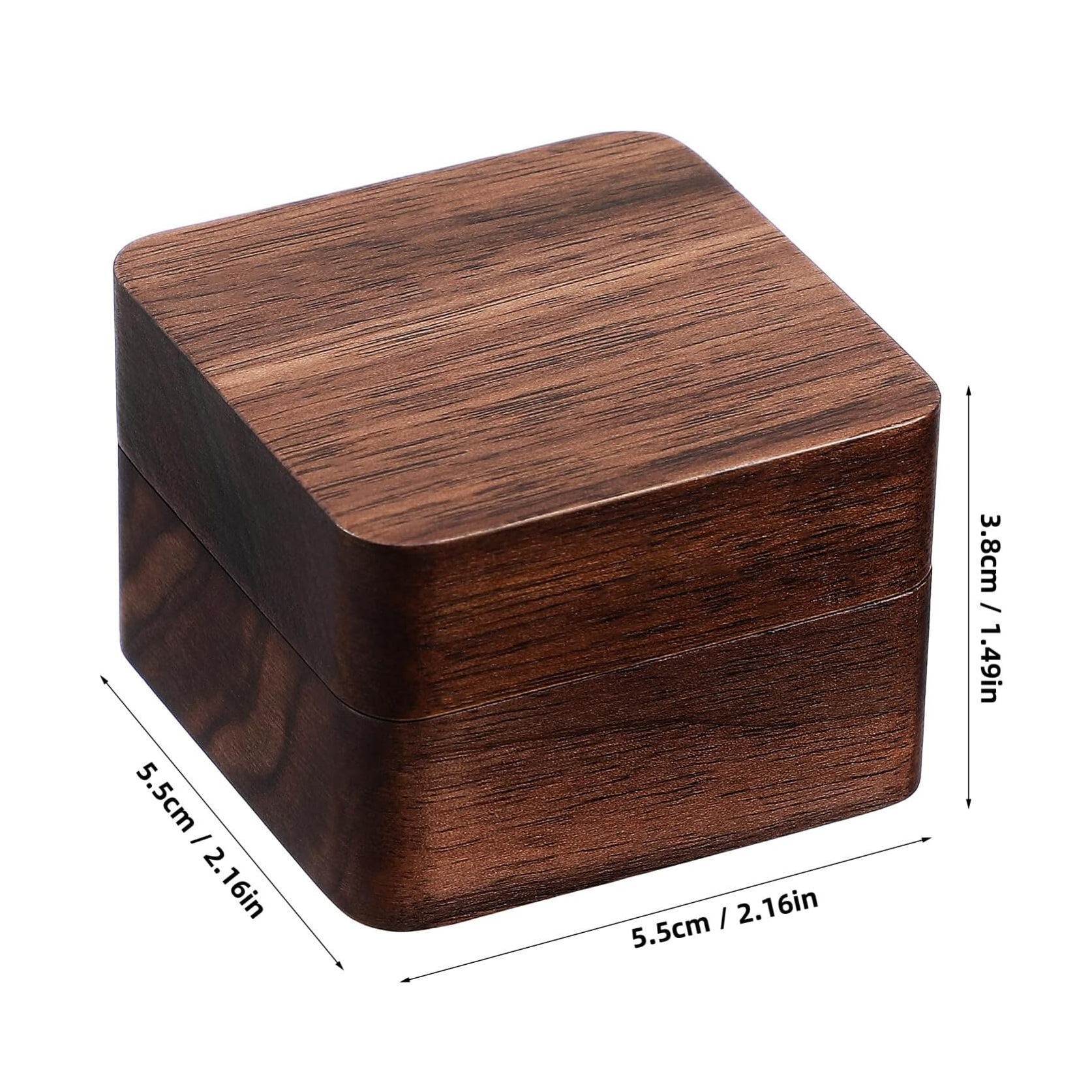 Caja de anillo de madera negra cuadrada caja de anillo de madera sólida joyería propuesta de boda caja de almacenamiento de anillo de diamantes caja de embalaje de pendientes image 7