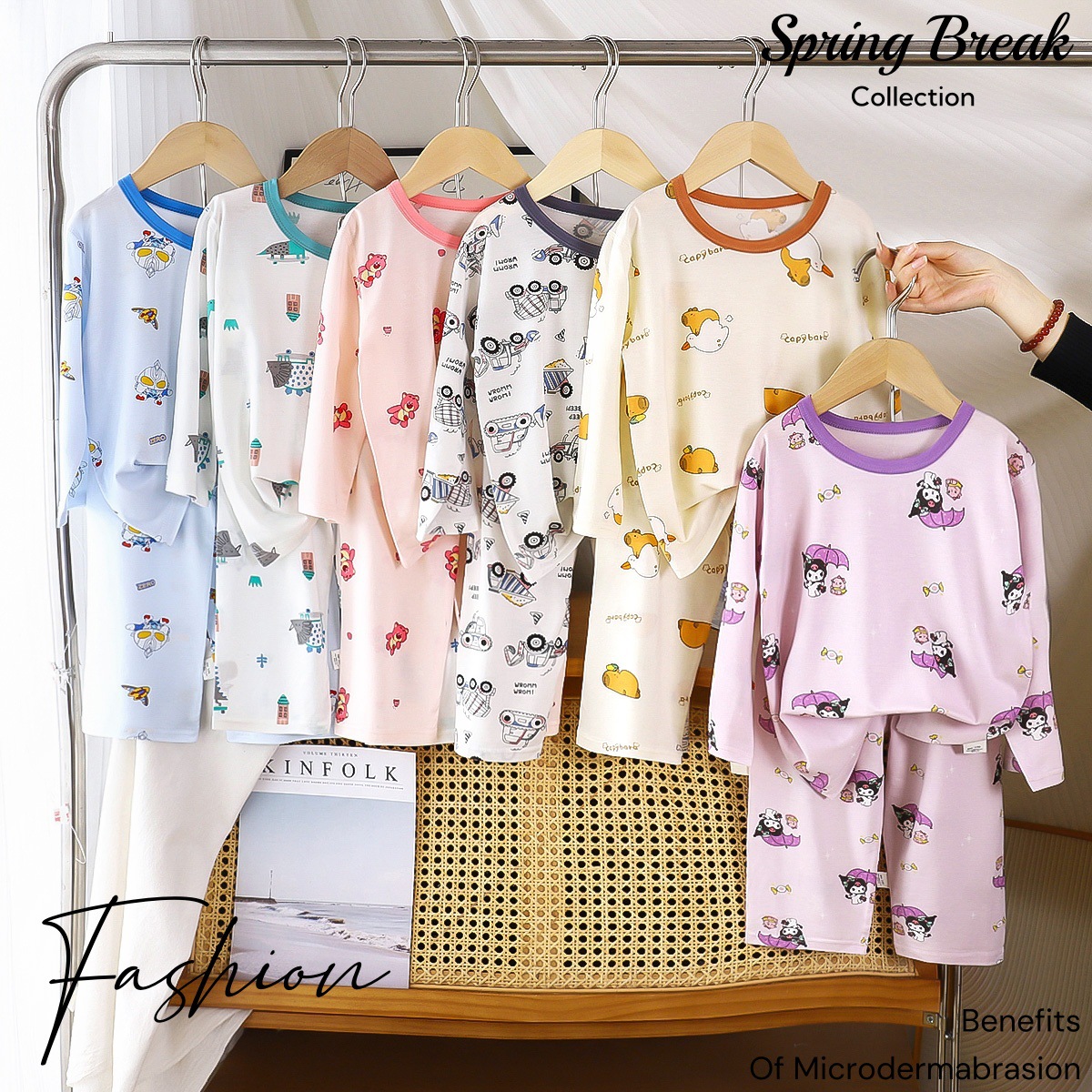 Children's Nine-Quarter Sleeve Air-Conditioned Clothing Suit Class a Tencel Lyocell Home Clothing Summer Thin Boys and Girls Pajamas