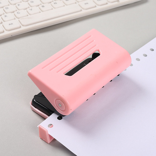 Macaron color hole punch manual labor-saving double-hole loose-leaf book hole punch round hole metal office binding punching machine
