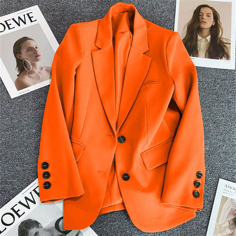 Bright color commuter suit cross-border long-sleeved coat plus size advanced Korean style casual style fried street small suit top spring clothes Bright color commuter suit cross-border long-sleeved coat plus size advanced Korean style casual style fried street small suit top spring clothes