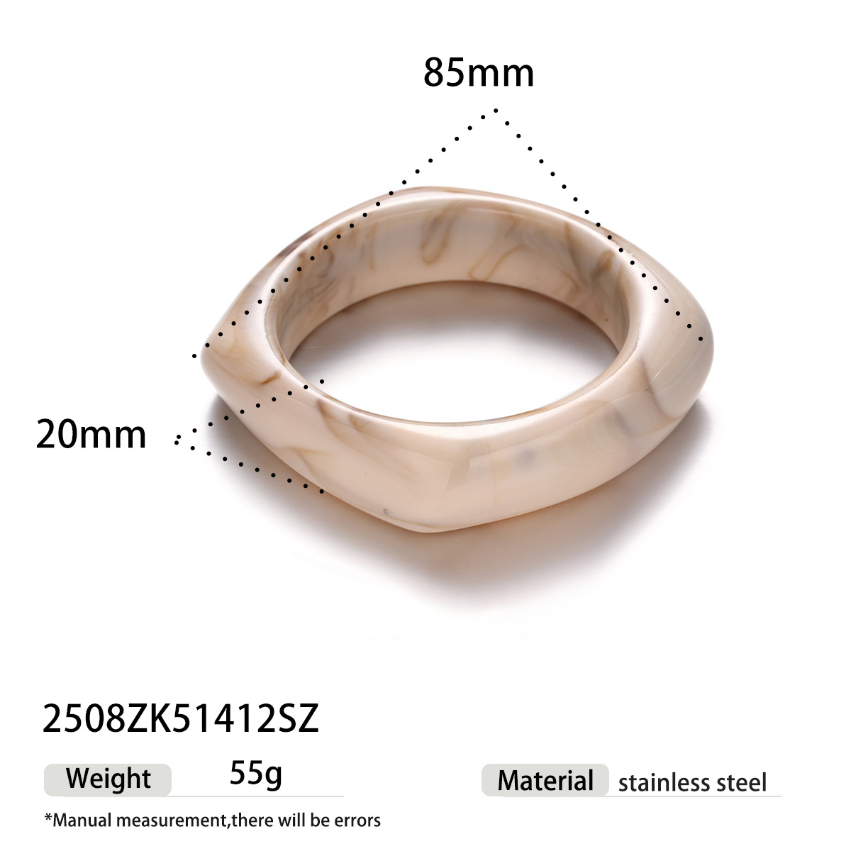 Tina estilo europeo y americano personalidad nicho de tendencia pulsera acrílica alta sensación de joyería de cuadrilátero de color universal