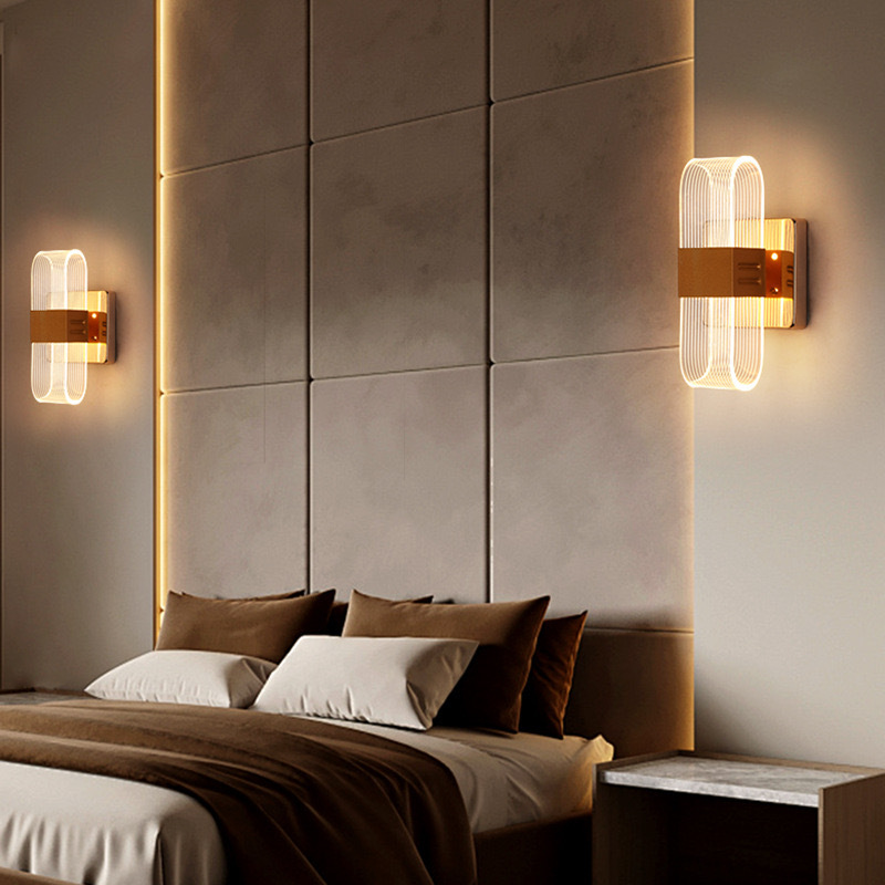 Lámparas de hotel lujosas dormitorios luminarias creativas escaleras de atmósfera pasillo de lujo luminarias modernas lámparas de pared