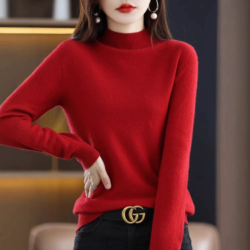 Короткий шерстяной свитер с полувысоким воротником 2022 зимой новый стройный нижний пуловер теплый свитер женская мода дикая