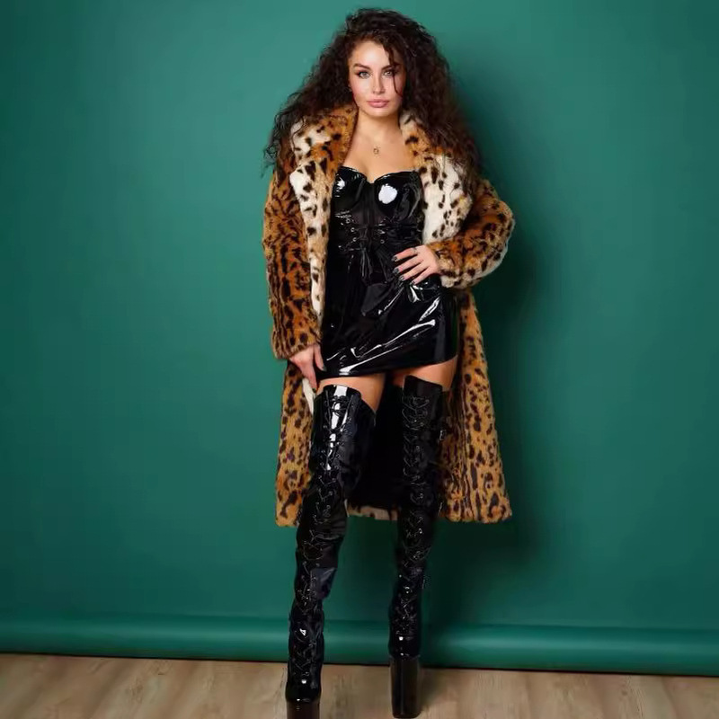 European and American Fur Outwear Imitation Leopard Print Fur Women's Long Artificial Fur Imitation Fur Outwear Fur Loose Outwear Outwear European and American Fur Outwear Imitation Leopard Print Fur Women's Long Artificial Fur Imitation Fur Outwear Fur Loose Outwear Outwear