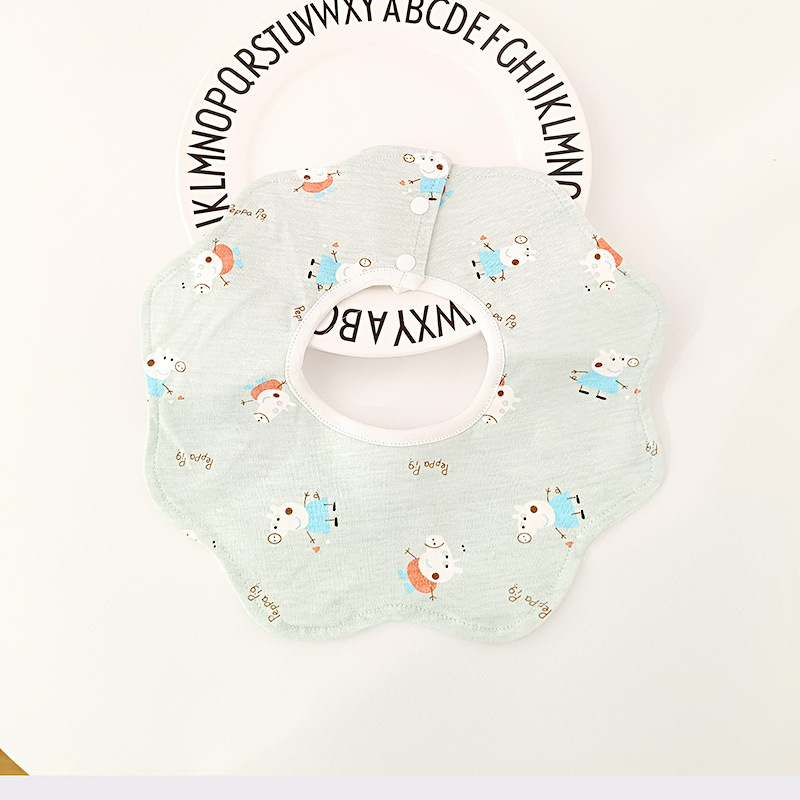 Bebé recién nacido otoño e invierno nuevo estilo flor saliva toalla algodón bebé impermeable escupir babero 360 grados rotación