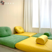 北欧方块小户型客厅豆腐块无扶手可拆洗灯芯绒卧室榻榻米模块沙发