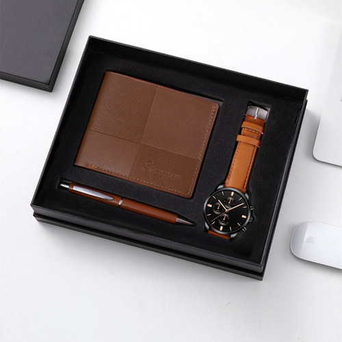 Cross-border Gift Set Leisure Fashion Classic Business Gift Set Wallet Pen Men Quartz Watch Watch Set