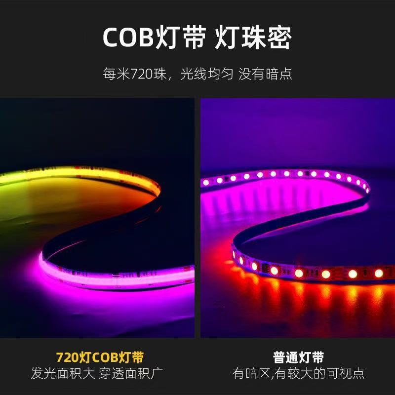 断点续传COB幻彩灯带12V24V全彩跑马流水 RGBIC可编程720D灯带|undefined