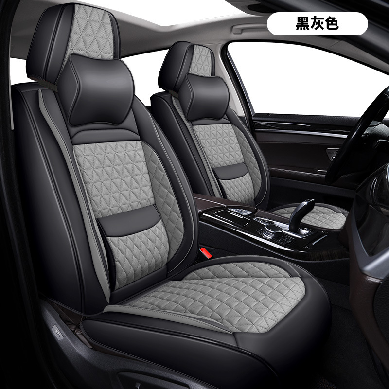 Four-Season Universal Car Seat Covers for Five-Seater Cars, Luxury Seat Covers, Breathable Linen Car Seat Cushions, Decorative Pads