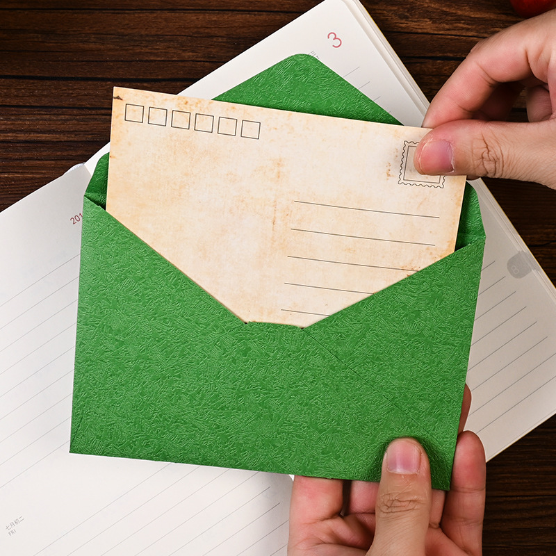 Retro ins alta sensación de sobres de madera grabada pareja carta de amor exquisita confesión bolsa de tarjetas de felicitación papel de carta sello de pintura de fuego