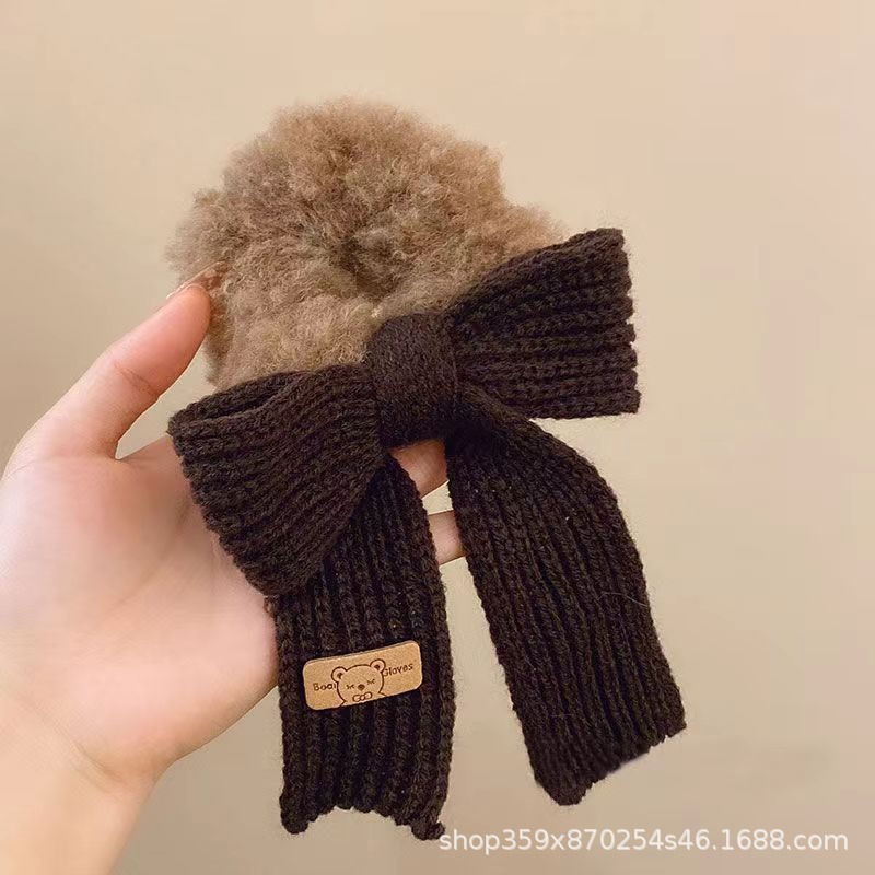 갈색 리본 머리끈