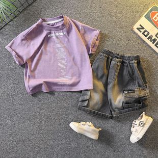 Brand Children's Clothing Boys Summer Clothes 2025 New Thin Boys Summer Handsome Versatile Suit Trendy