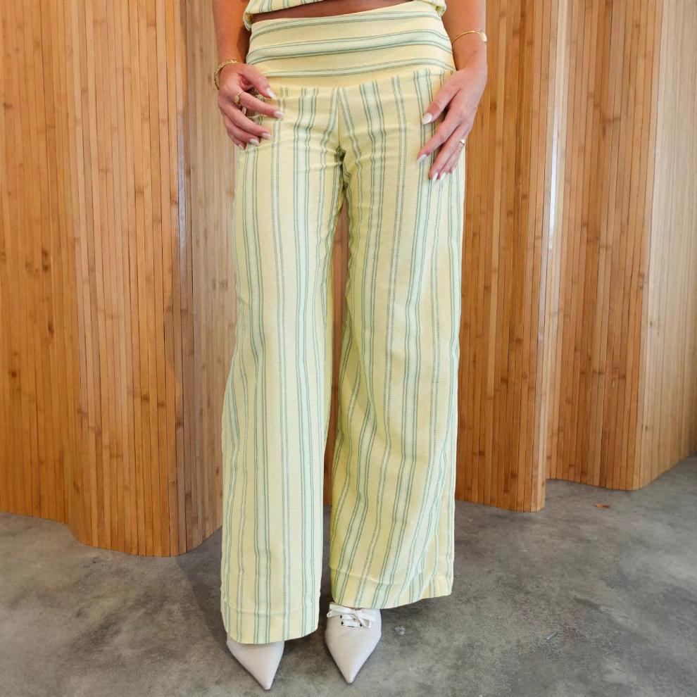 Women's Halter Neck Striped Lounge Set With Tie-Waist Top And Wide-Leg Pants | Soft Summer Loungewear_ecoleips.com