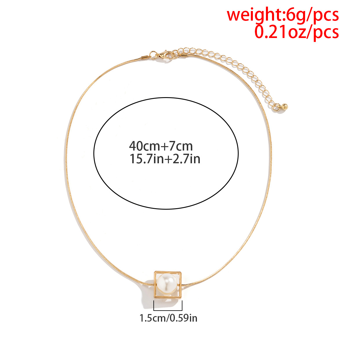 Fashion Square Copper Choker Pearl Copper Necklaces