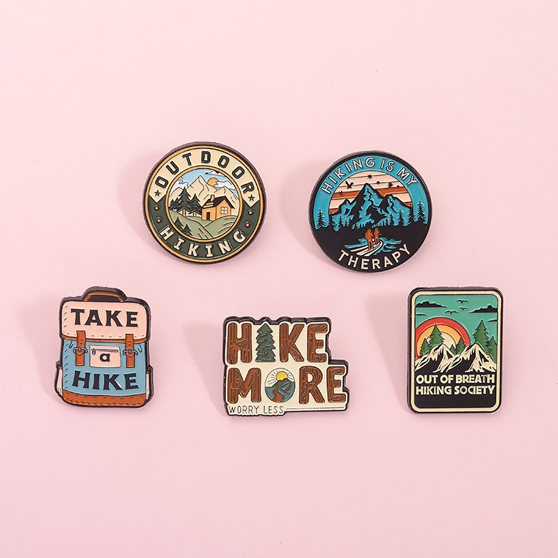 Outdoor Adventure Style Brooch, Mountaineering, Hiking, Camping, Multi-Element Design Badge, Trendy Clothing Pin, Small Accessories