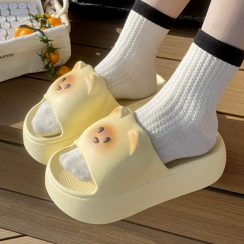 Летние домашние тапочки на толстой подошве из ЭВА, новые, мультяшные, милые, нескользящие, на высоком каблуке, 2025 года.