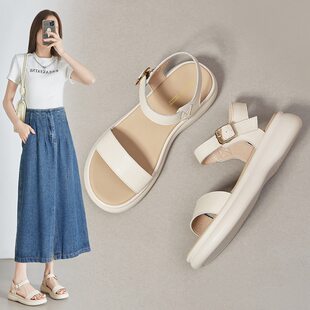 ZHR, thick-soled sports sandals for women, 2024 new summer versatile wear-resistant soft-soled beach roman shoes