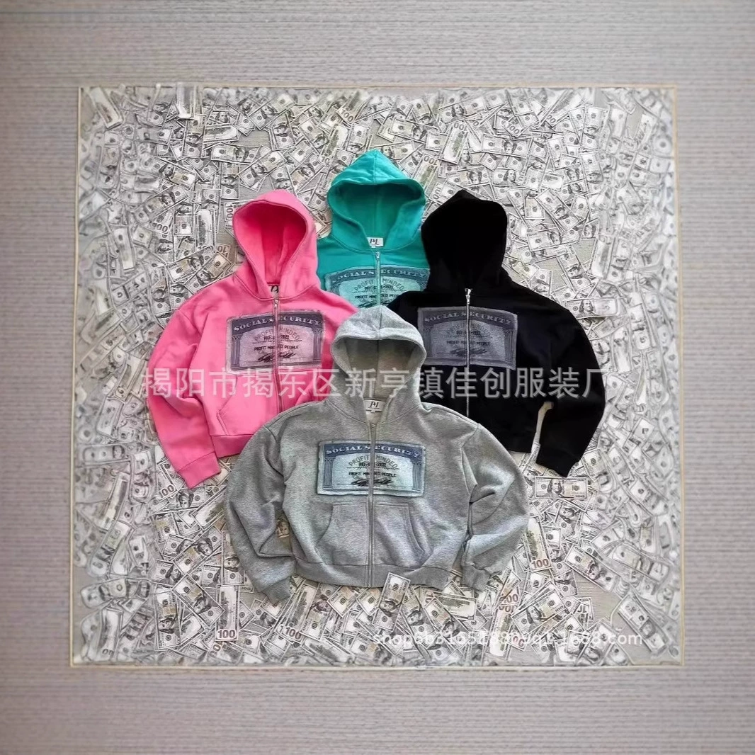 Прямые продажи зарубежных производителей американского ретро с длинными рукавами с капюшоном рубашка персонализированный тренд принт свободный повседневный свитер