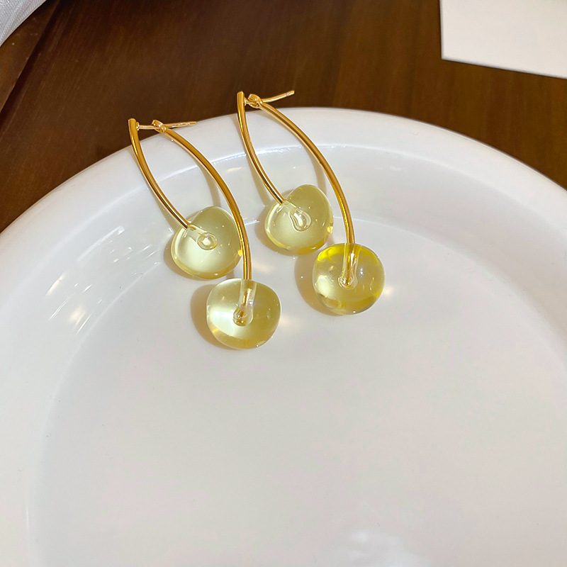 11g Weight 925 Sterling Silver Ear Needle Material Drop Earrings Classification 1 Pair Quantity Holiday, Daily Occasion Resin, Copper Material Cherry Pattern Women's Gender Cute, Sweet Style 1 Pair Cute Sweet Cherry Resin Copper Drop Earrings 9