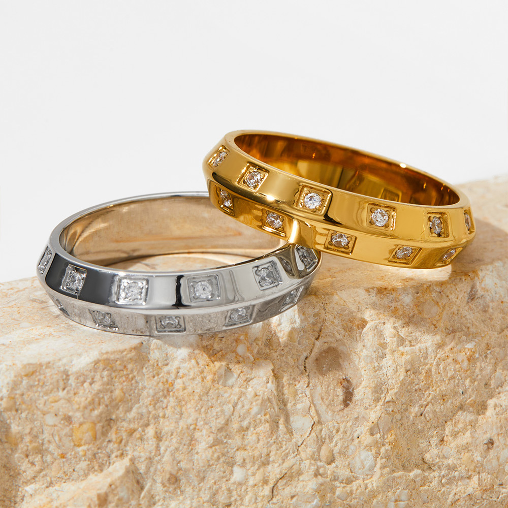 Rings Classification 16K Gold, White Gold Plated, Gold Plating Plating Color PVD Coated Real Gold Plated 16K Gold White Gold Plated Gold Plating Solid Color 304 Stainless Steel Simple Style Waterproof Non Tarnish Rings