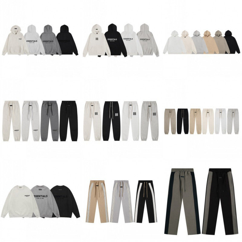 Fog Multi-Thread Essentials Stereo Silicone Flocking Letter Hoodie Sweatshirt Sweatpants Pants Men's and Women's Suits