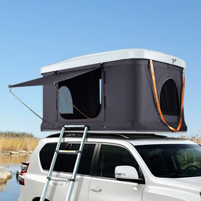 LLT folding car tent for two suv car travel ascension outdoor hard shell roof tent batch (Avtomobil dam çadırları) - 188130-white-shell-dark-gray-double