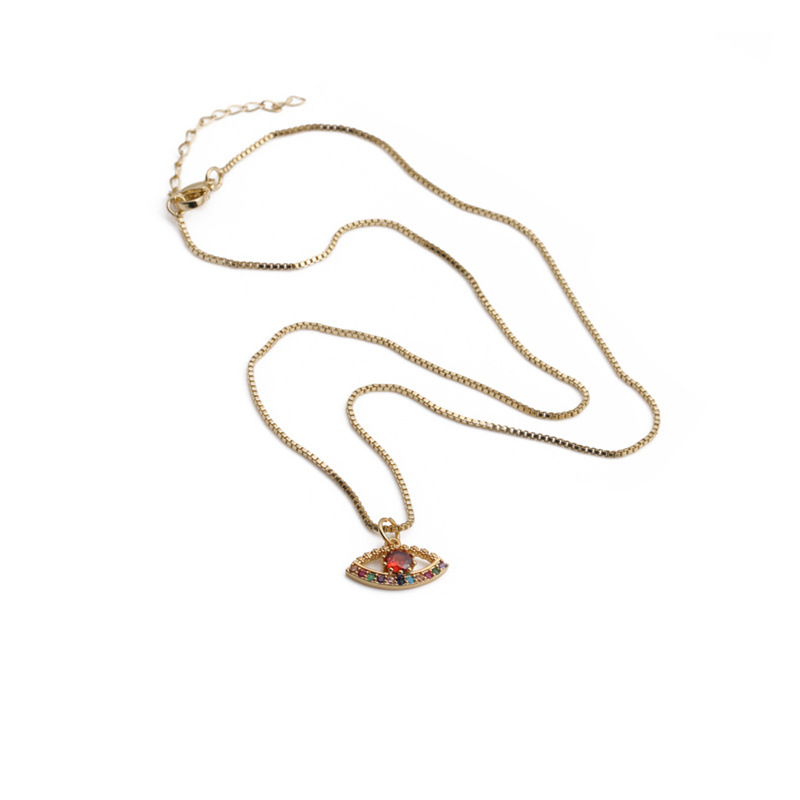 Copper Gold-Plated Zircon Jewelry European and American Cross-Border Retro Turkish Eye Necklace Fema